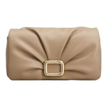 Roger Vivier Leather One Shoulder Crossbody Cell Phone Pouch Women's Beige Yellow
