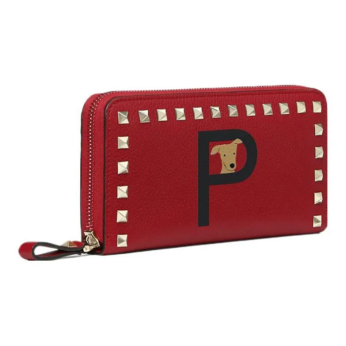 Valentino Grained Calfskin Wallet Women's Red & Black-1