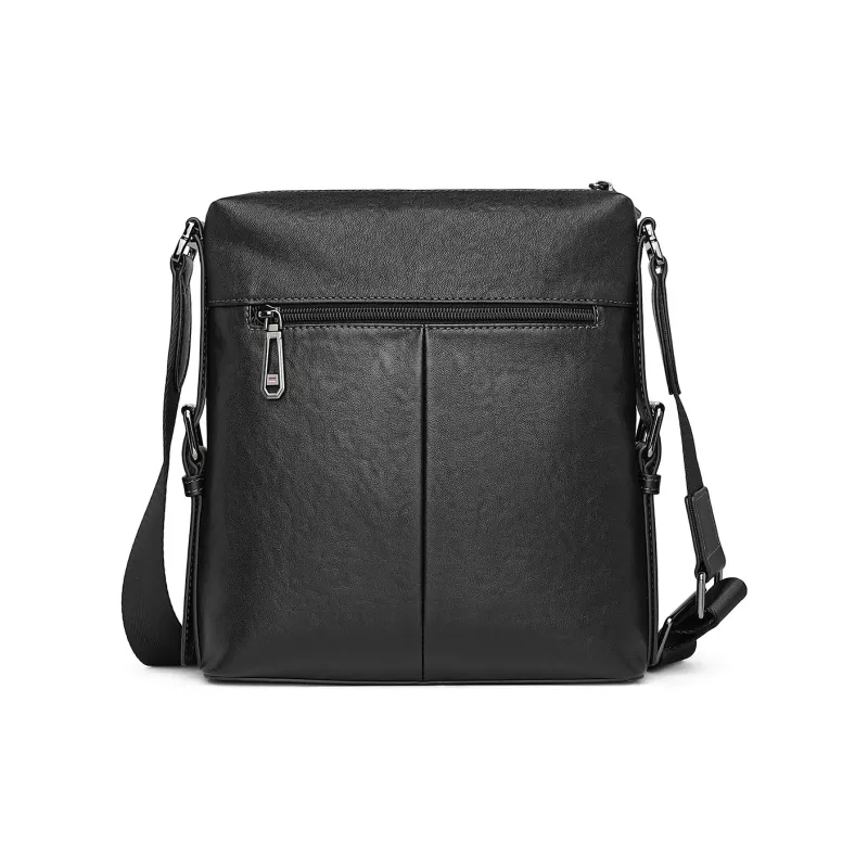 FAIRWHALE Top Grain Cow Leather Crossbody Bags Regular Men's Black-2