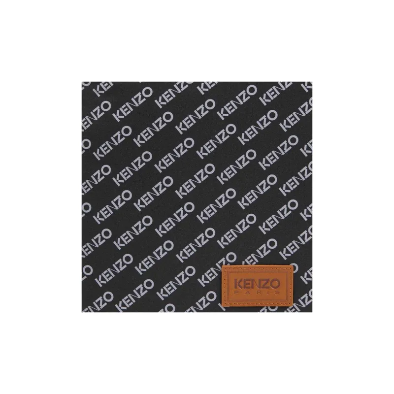 KENZO Monogram Leather Patch Clutch Large Size Women's Black-3