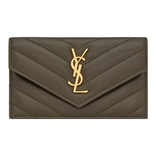 SAINT LAURENT Lambskin Card Holder Women's Light Musk