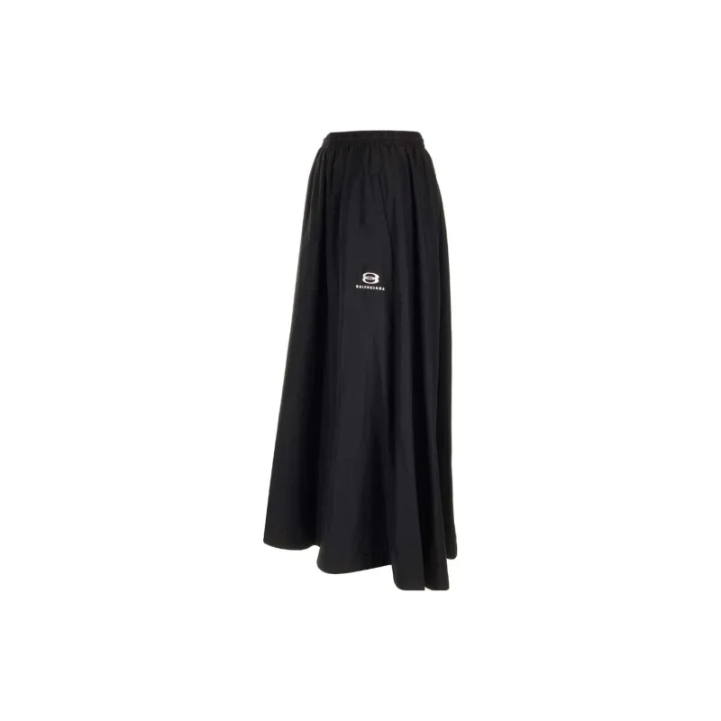 Balenciaga Logo Detailed Elastic Waist Flared Skirt-2
