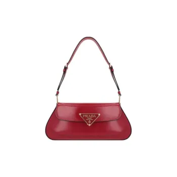 PRADA Calfskin Shoulder Bag Women's Red