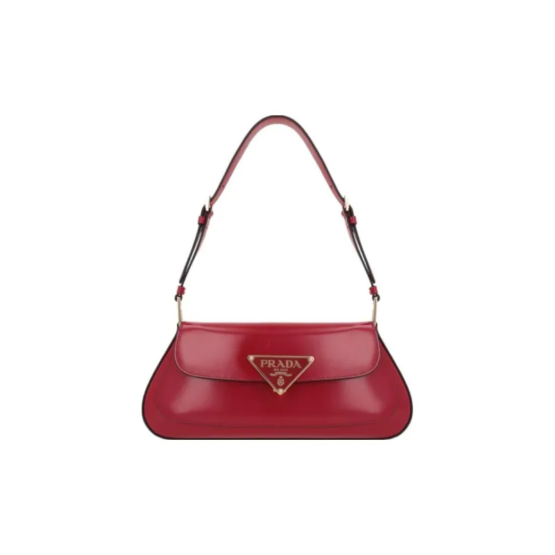 PRADA Calfskin Shoulder Bag Women's Red-0