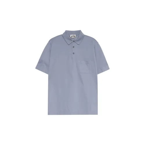 HERMES Polo Shirts Men Sky Blue