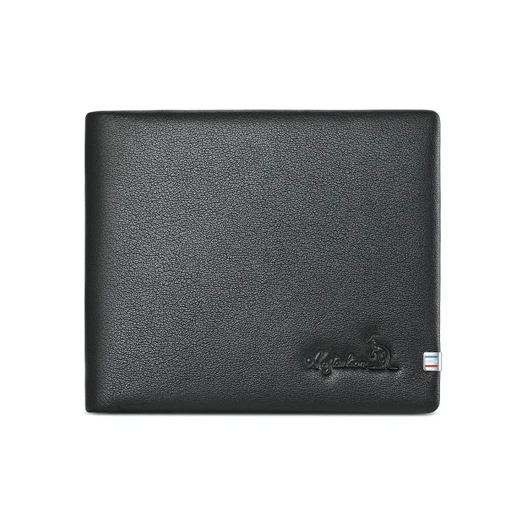 AUGTARLION Cow Leather Card Holder Wallet Money Clip Men's Black-1