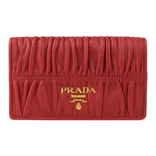 PRADA Leather Wallet Women's Red