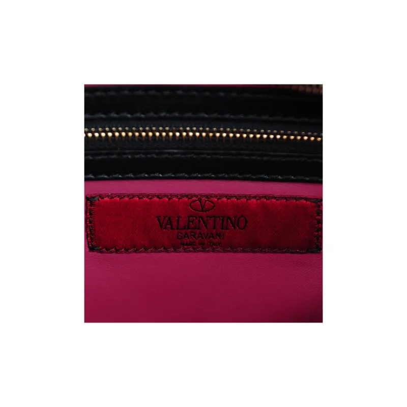 Valentino Calfskin Tote Bag Shopping Bag Shoulder Bag Handbag Small Size Women's Fuchsia & Black-3