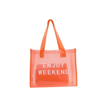 Boniu PVC Tote Bag Shopping Bag One Shoulder Handbag Large Size Women's Orange/Blue/White/Fuchsia/Purple/Black
