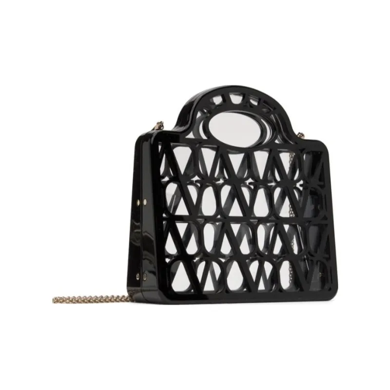 Valentino Plastic Handbag Shoulder Bag Women's Black-1