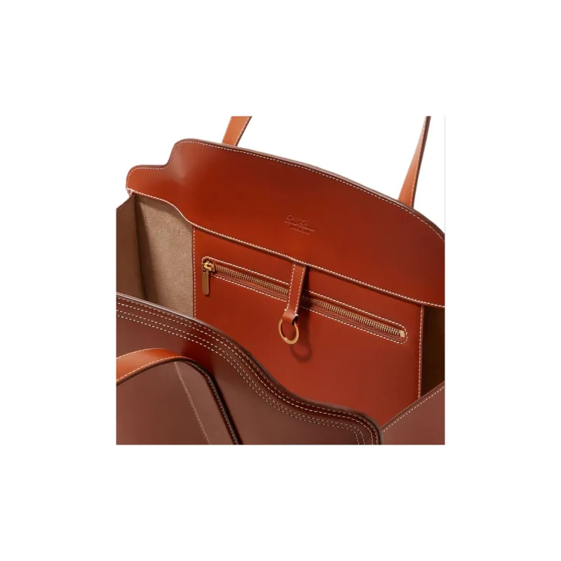 Loro Piana Sesia Calfskin Tote Bag Shopping Bag Shoulder Bag Handbag Women's Tan-2
