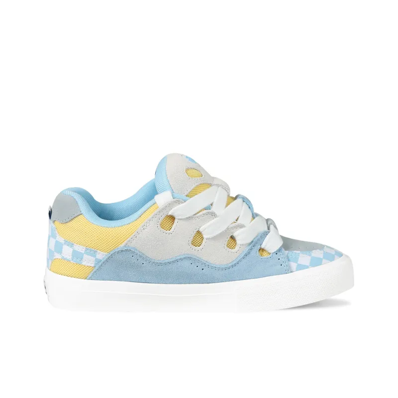 Ollieskate Anti Slip Wear Resistant Low Top Skateboard Shoes Unisex Blue White Yellow-1