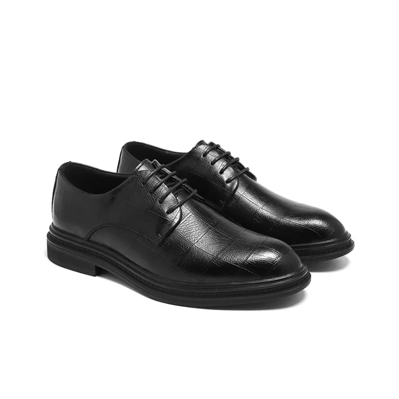 GZZ Dress Shoes Men Low Top Black-2