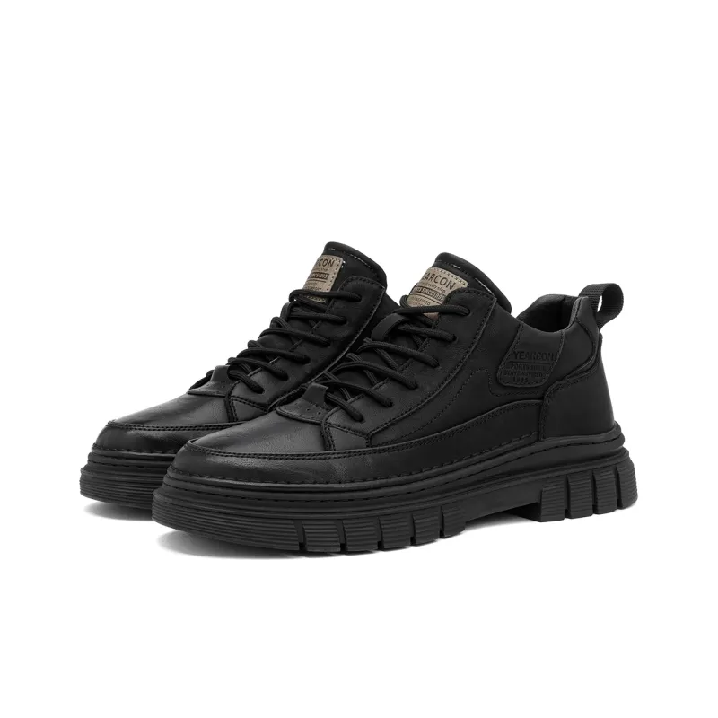 YEARCON Work Boots Men Low Top Chestnut Brown, Agate Black-1