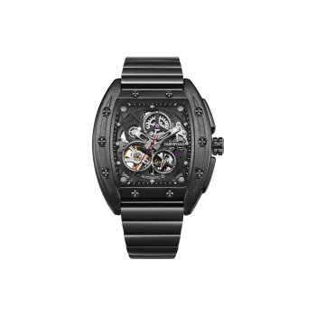 FAIRWHALE Automatic Mechanical Movement Metal Strap Watch Men's Watches Cut Out Dial