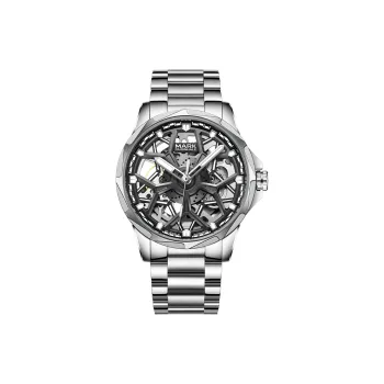 FAIRWHALE Automatic Mechanical Movement Metal Strap Watch Men's Watches Cut Out Dial