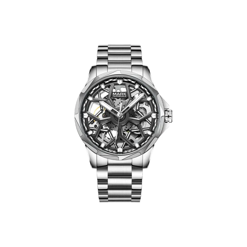 FAIRWHALE Automatic Mechanical Movement Metal Strap Watch Men's Watches Cut Out Dial-0