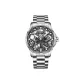 Silver Case Black Dial Silver Steel Band