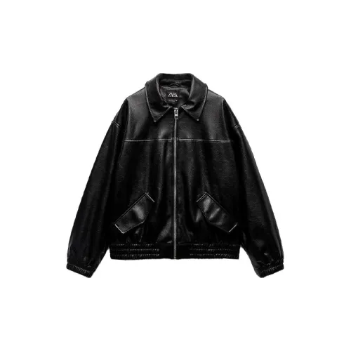 ZARA Leather Jackets Women's Black