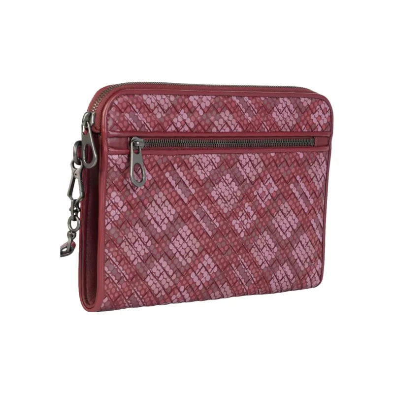 Bottega Veneta Leather Clutch Men's Red & Pink-2