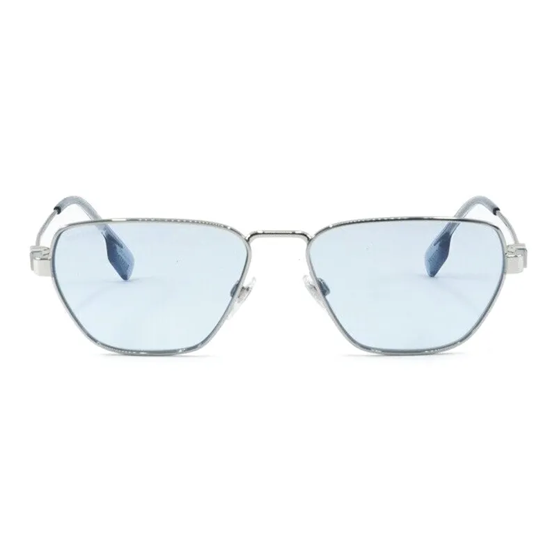 Burberry Metal Irregular Shape Sunglasses Men's Silver-1