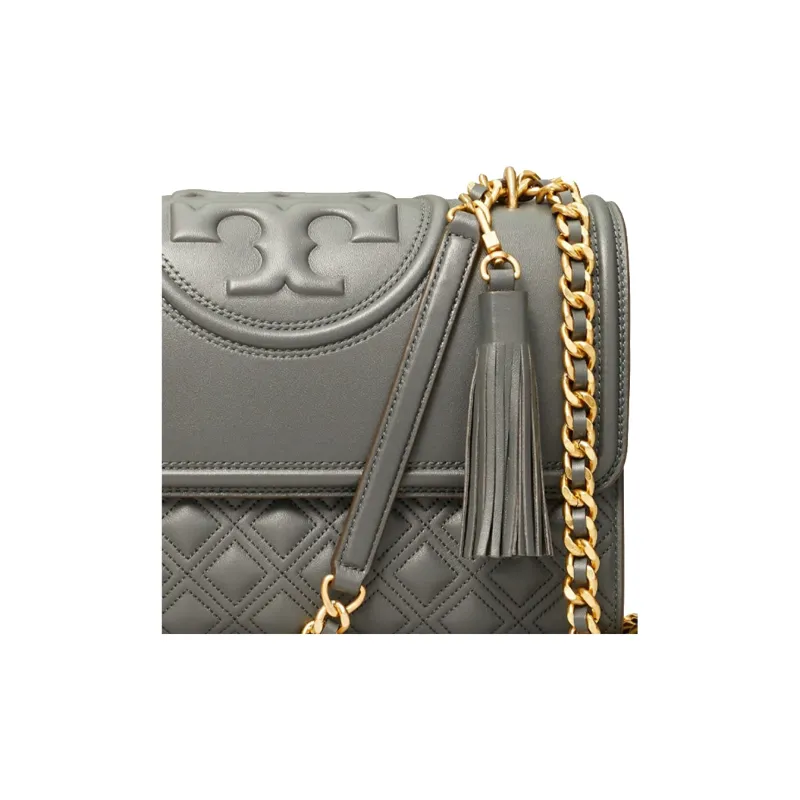 TORY BURCH Sheepskin Crossbody Bag, Shoulder Bag Women's Gray-4
