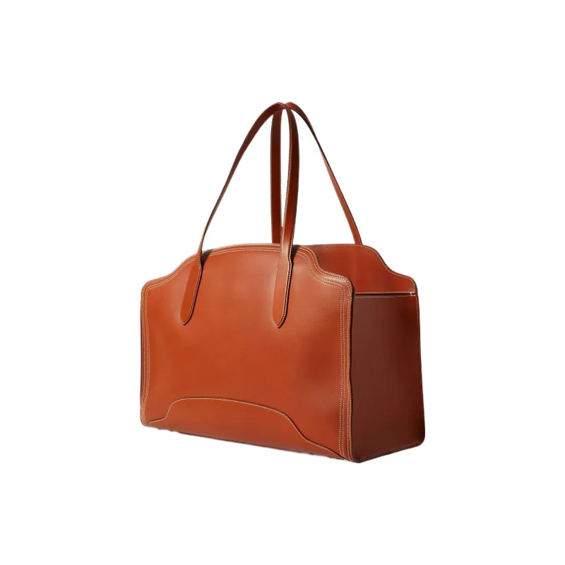 Loro Piana Sesia Calfskin Tote Bag Shopping Bag Shoulder Bag Handbag Women's Tan-1