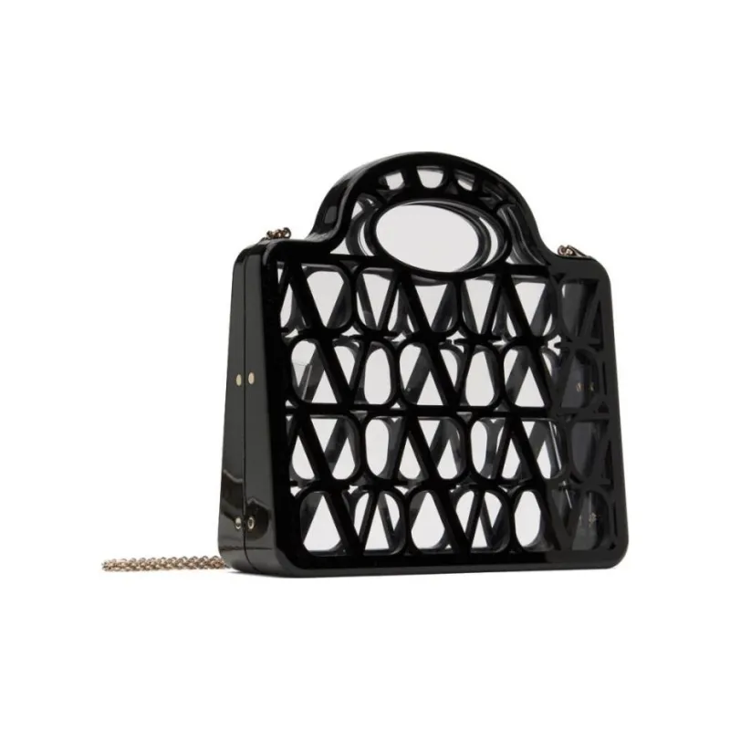 Valentino Plastic Handbag Shoulder Bag Women's Black-2