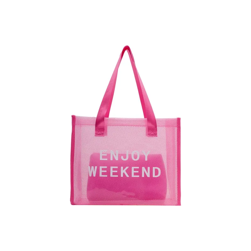 Boniu PVC Tote Bag Shopping Bag One Shoulder Handbag Large Size Women's Orange/Blue/White/Fuchsia/Purple/Black-3