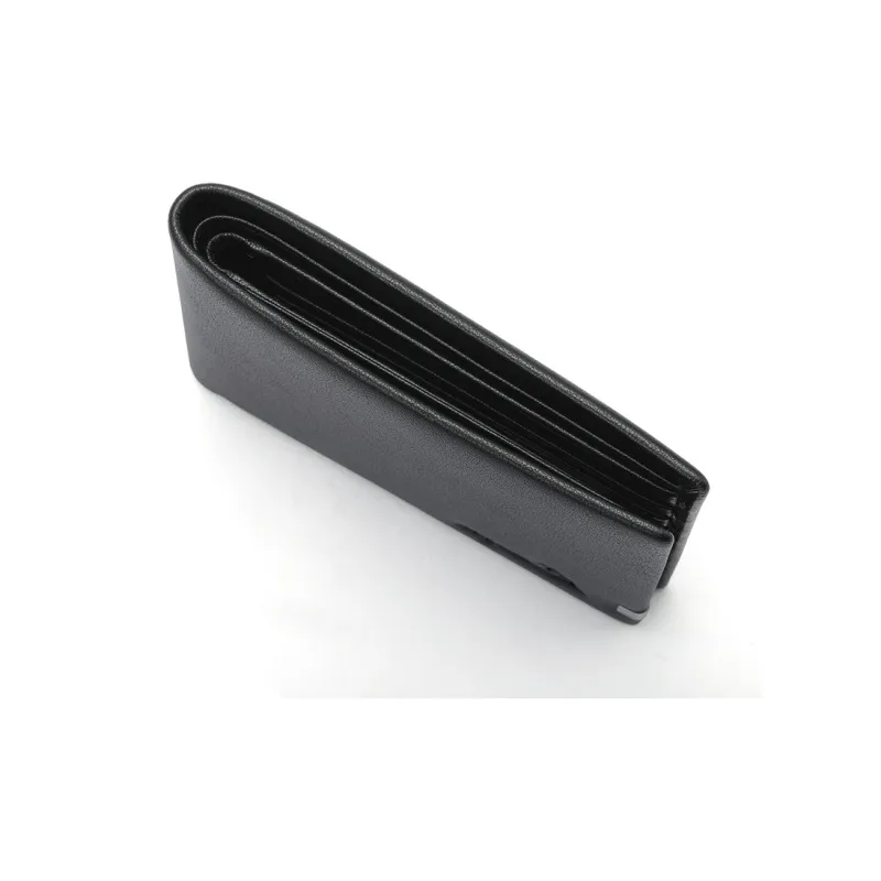 AUGTARLION Cow Leather Card Holder Wallet Money Clip Men's Black-4