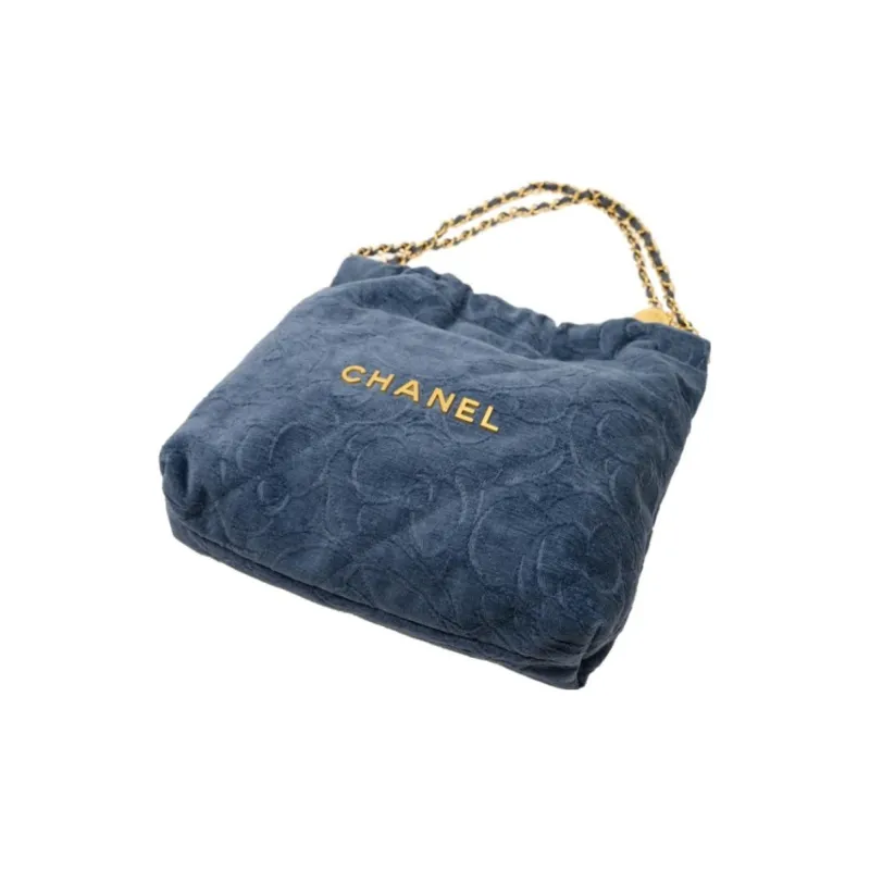 CHANEL Canvas & Metal Handbag, Shoulder Bag Women's Denim Blue-3