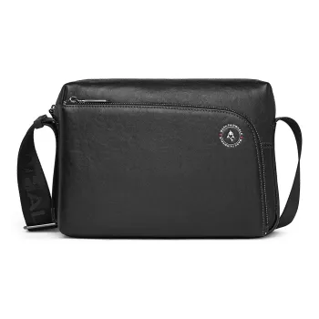 FAIRWHALE Top Grain Cow Leather Crossbody Bags Medium Size Men's Black