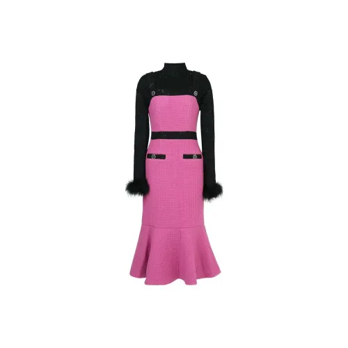 Duffy fashion Two Piece Skirt Sets Women's Black+Pink