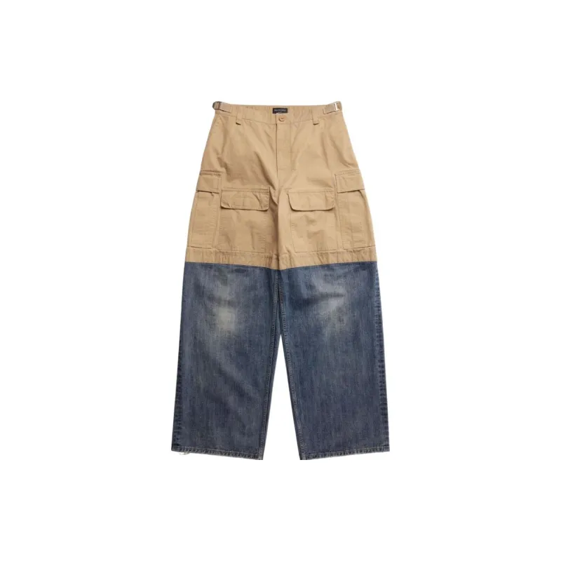 Balenciaga Layered design Cotton Wide leg Trousers-1