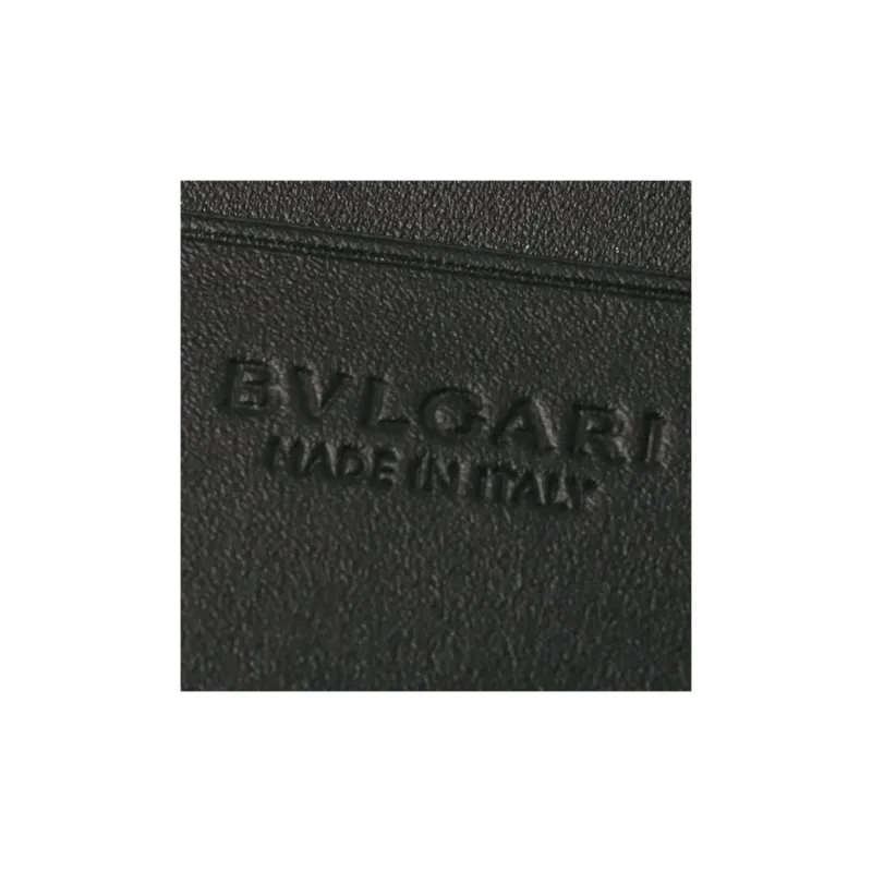 BVLGARI Calfskin Card Holder Wallet Men's Black-5
