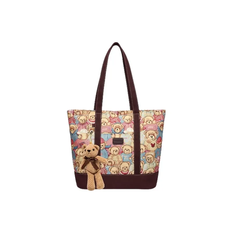 ERANGBEAR Embroidered Canvas Laptop Bag Shoulder Bag Student Class Bag Large Size Unisex Brown/Royal Blue/Chocolate-7