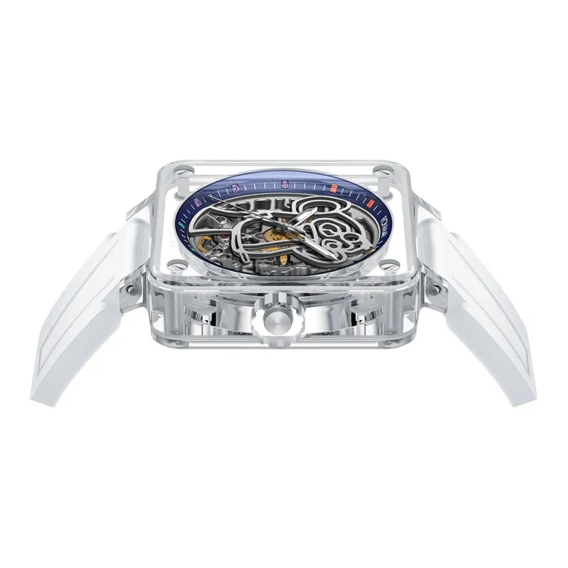 RONMAR Automatic Mechanical Movement Rubber Strap Watch Unisex Cut Out Dial-3