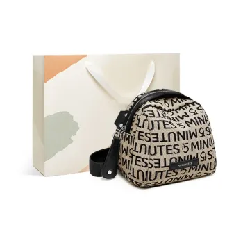15 MINS Fabric Synthetic Leather Fanny Pack Sling Bag Shoulder Bag Crossbody Bag Medium Size Women's Midnight Black