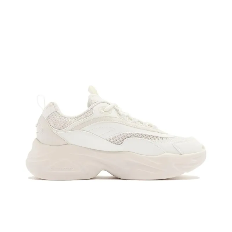 QIAODAN Cheese Cushioning Height Increasing Abrasion Resistant Low Top Running Shoes Women's White-1