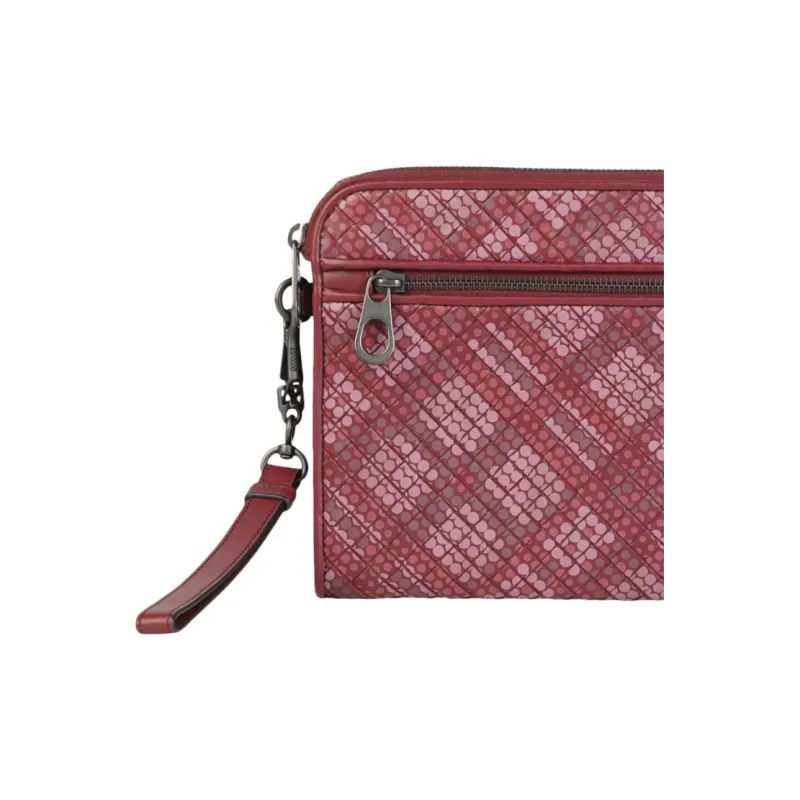 Bottega Veneta Leather Clutch Men's Red & Pink-3