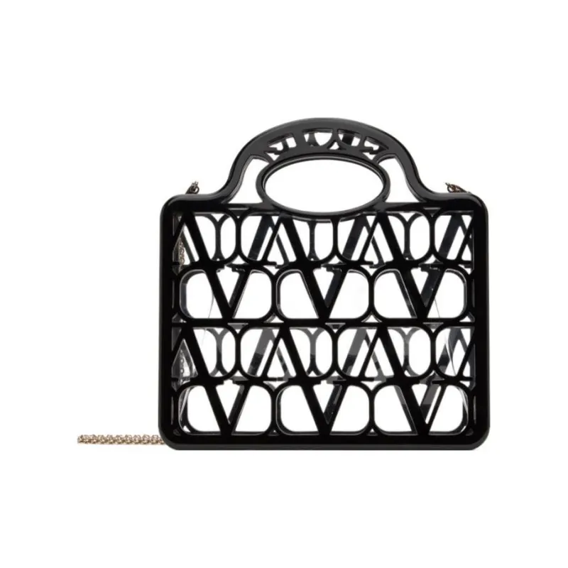 Valentino Plastic Handbag Shoulder Bag Women's Black-0