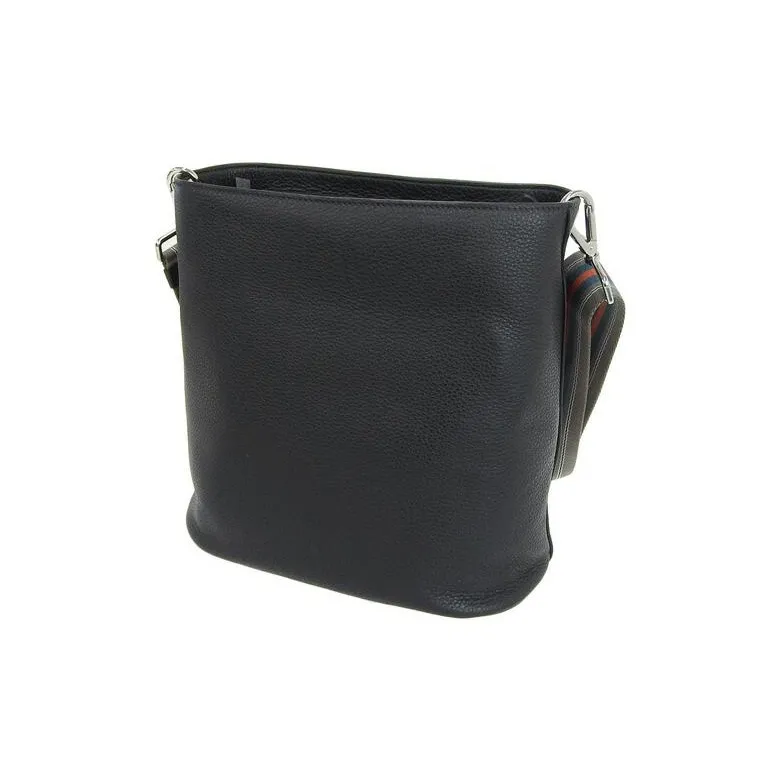 PRADA Leather Crossbody Bag Shoulder Bag Women's Black-3