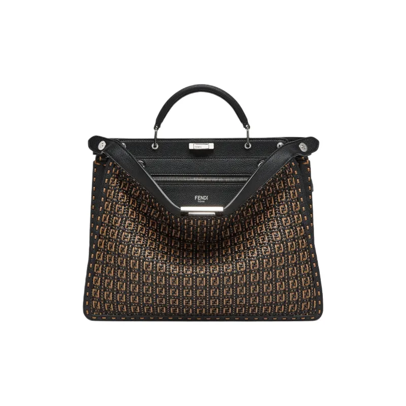 FENDI Peekaboo ISeeU Calfskin Shoulder Bag Crossbody Bag Handbag Medium Size Men's Multicolor-0