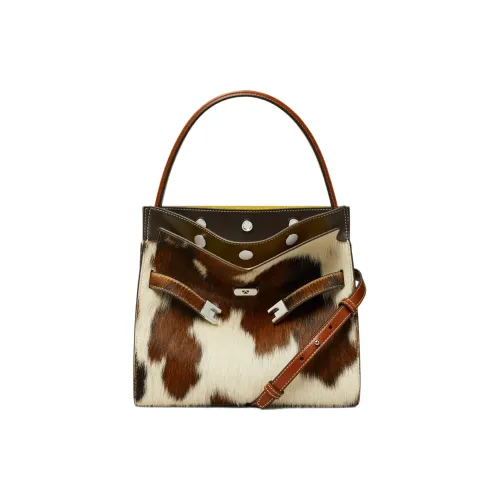 TORY BURCH Lee Radziwill Calfskin Suede Handbag Mini Women's Litchi And Coconut