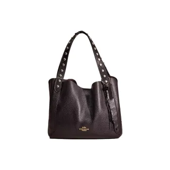 COACH Hadley Leather Tote Bag Shopping Bag Handbag Shoulder Bag Women's Black