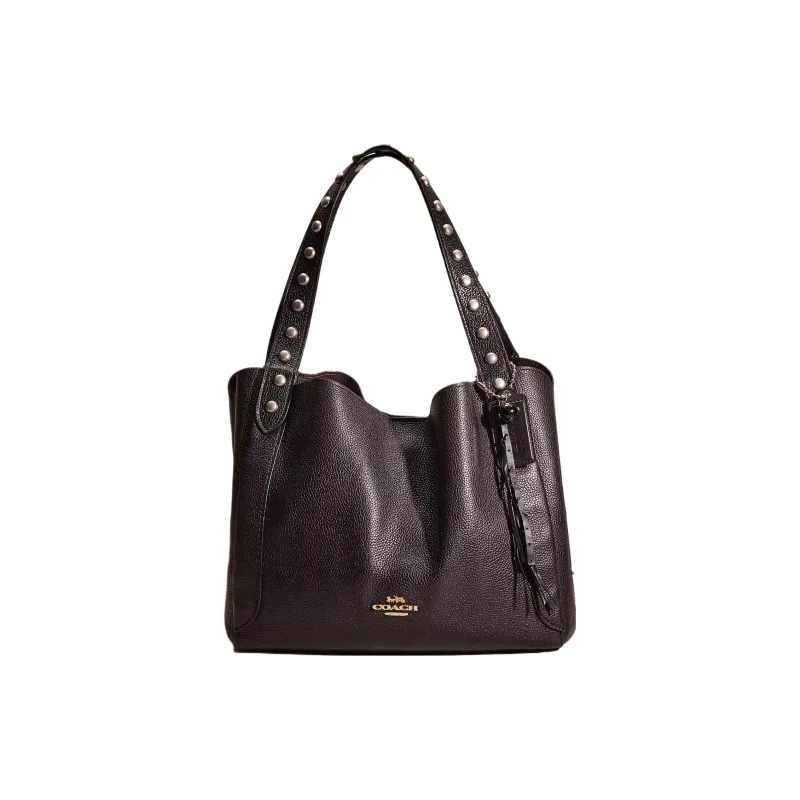 COACH Hadley Leather Tote Bag Shopping Bag Handbag Shoulder Bag Women's Black-0