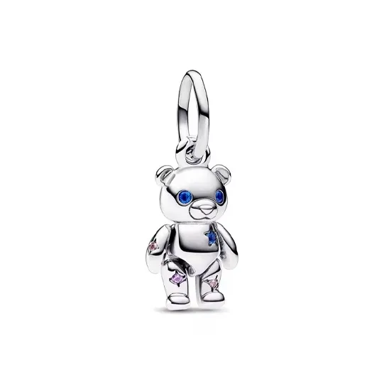 Pandora 925 Sterling Silver Glass Synthetic Cubic Zirconia Pendants Women's Silver-0
