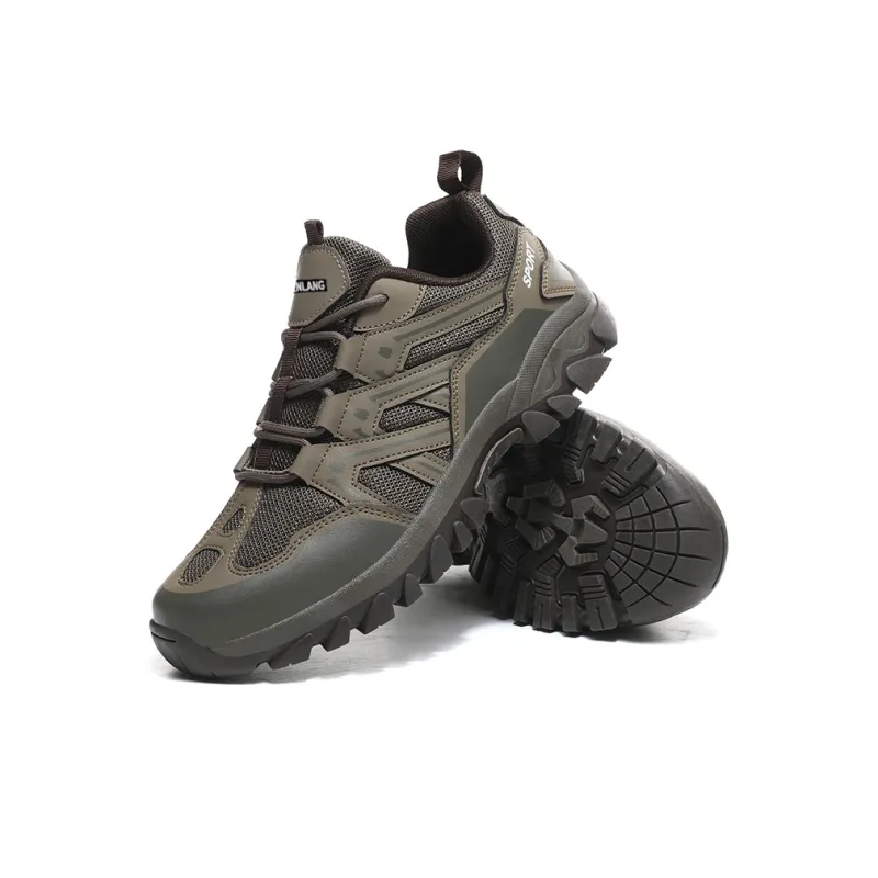 GESENLANG Wear Resistant Breathable Slip Resistant Low Top Outdoor Shoes Men's Khaki-2