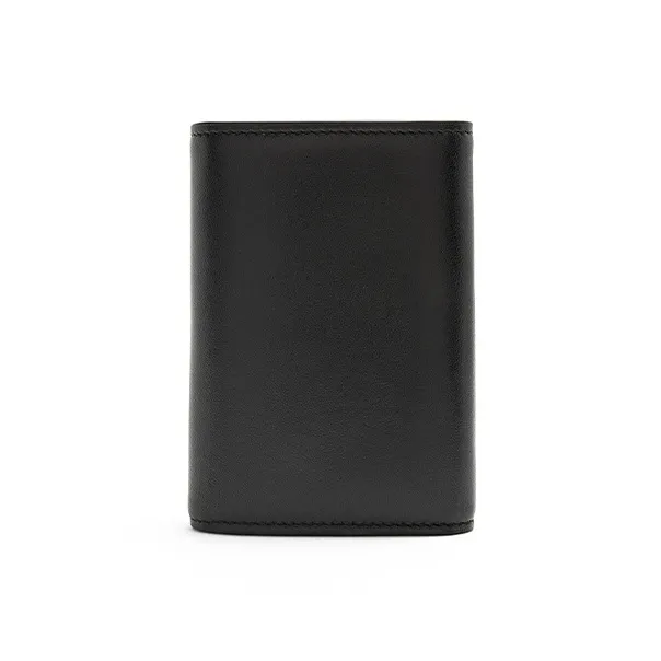 LOEWE Shiny Nappa Leather Patchwork With Sheepskin Wallet Small Size Women's Black-1