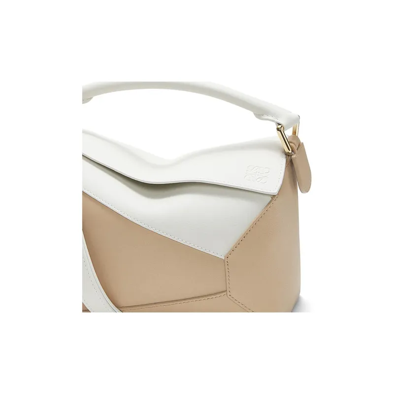LOEWE Puzzle Cow Leather Shoulder Bag, Crossbody Bag, Handbag Trumpets Women's Soft White Color With Paper Craft-5
